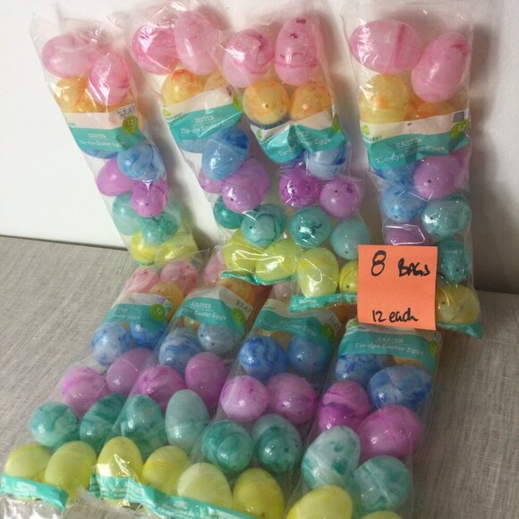 Lot of 8 Way to Celebrate Colorful Tie Dye Plastic Easter Eggs 12 Count Each - Picture 3 of 6